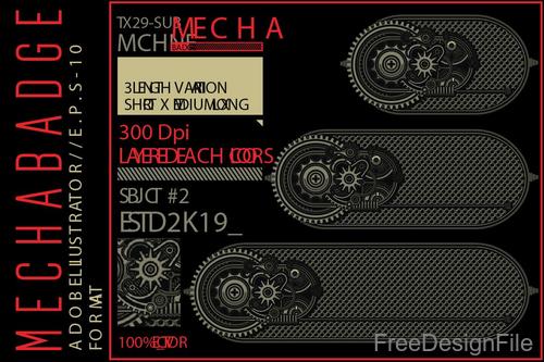 Mechabadge gear frame vector design 09