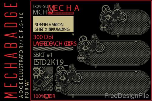 Mechabadge gear frame vector design 10