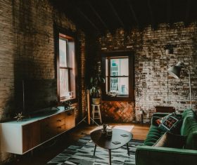 Modern furniture in an old house Stock Photo