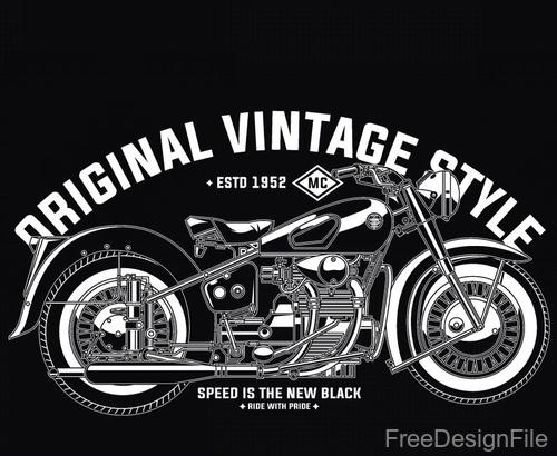 Motorcycle emblem design vintage vectors 03