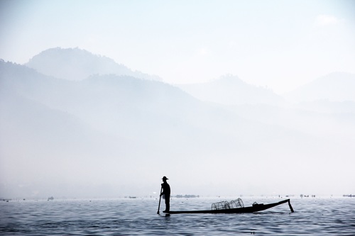 Myanmar Inle Lake Fishermen Stock Photo