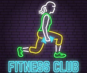 Neon fitness club sign design vector 02