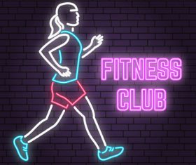 Neon fitness club sign design vector 07