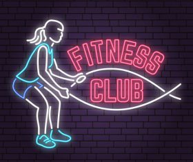 Neon fitness club sign design vector 08
