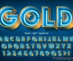 Neon light typeface vector