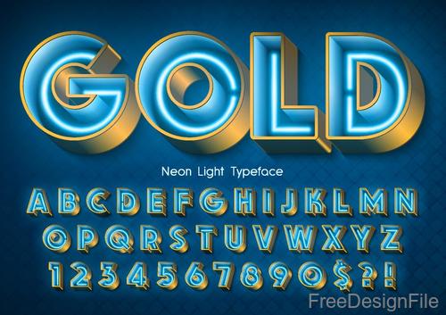 Neon light typeface vector