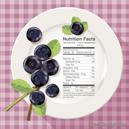 Nutrition facts blueberry vector
