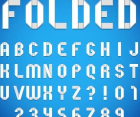 Origami white alphabet font vector