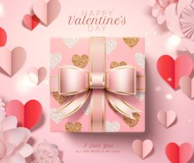 Ornate valentines day card pink vectors 01