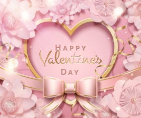 Ornate valentines day card pink vectors 02