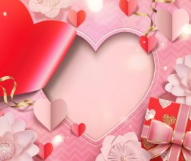 Ornate valentines day card pink vectors 04
