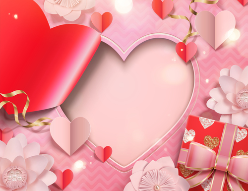 Ornate valentines day card pink vectors 04
