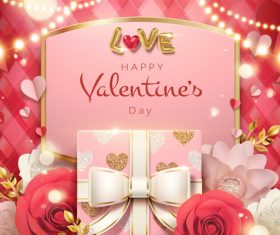 Ornate valentines day card pink vectors 05
