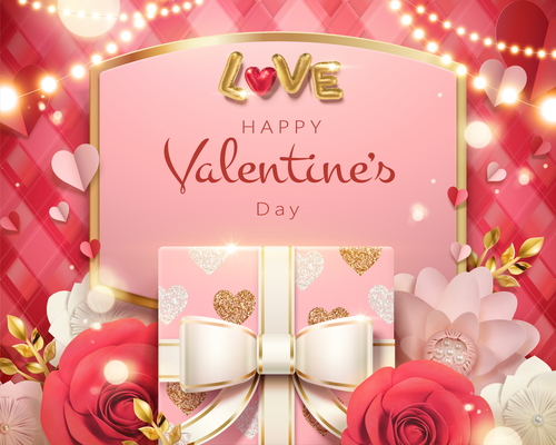 Ornate valentines day card pink vectors 05