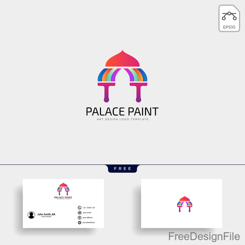 Palace paint logo and business card template vector 01