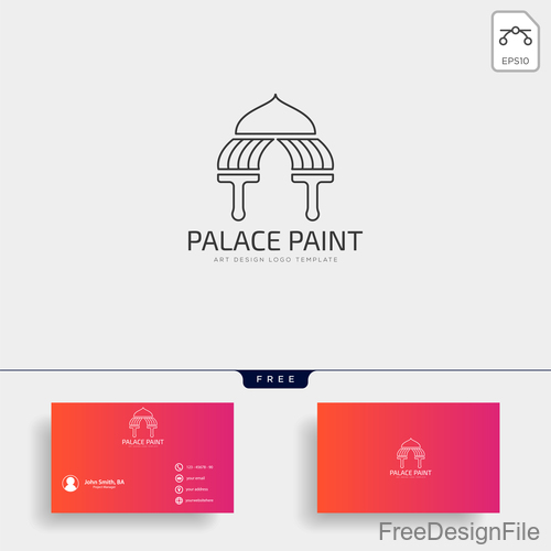 Palace paint logo and business card template vector 02