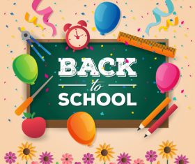 Paper art back to school vector card