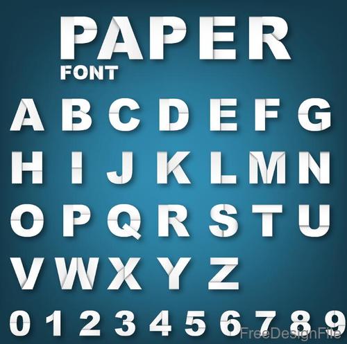 Paper white alphabet font vector