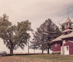 Peaceful Farm in Summer Stock Photo
