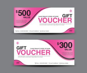 Pink Gift Voucher template design vectors 02