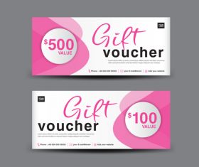 Pink Gift Voucher template design vectors 03