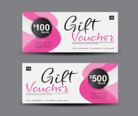 Pink Gift Voucher template design vectors 04