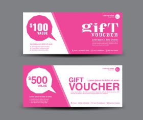 Pink Gift Voucher template design vectors 05