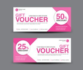 Pink Gift Voucher template design vectors 06