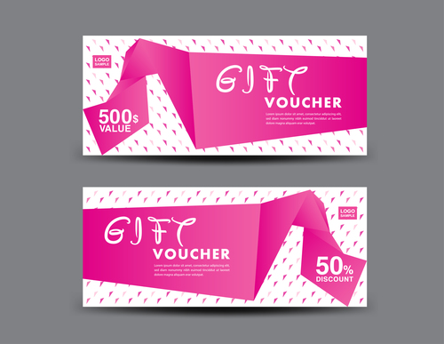 Pink Gift Voucher template design vectors 08