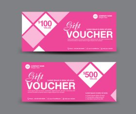 Pink Gift Voucher template design vectors 09