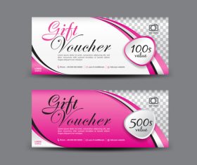 Pink Gift Voucher template design vectors 11