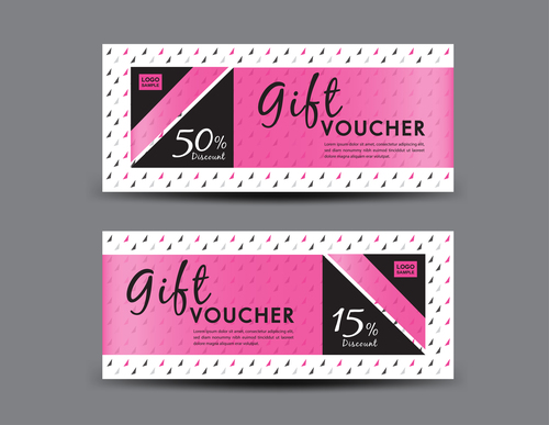 Pink Gift Voucher template design vectors 12