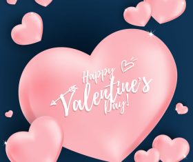 Pink air heart balloon with blue valentines day background vector