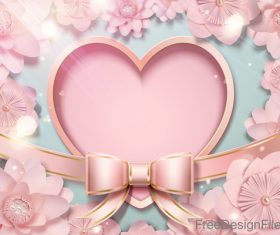 Pink flower with heart shape and bows vector