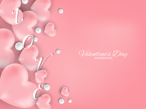 Pink heart with pink valentines day background vector free download