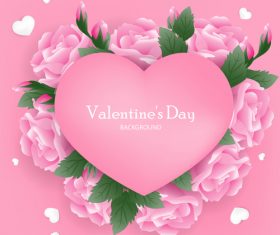 Pink valentines day background with pink flower vector