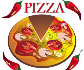 Pizza with chilli vector design