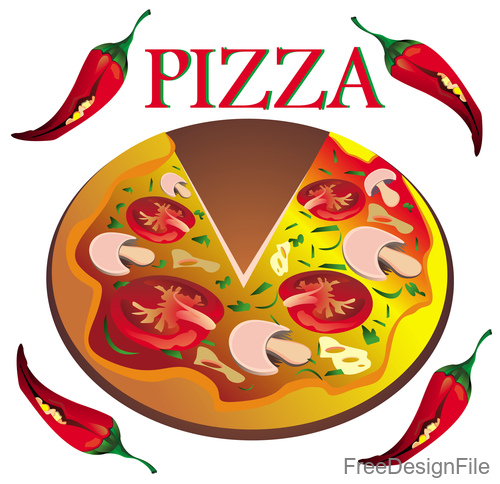 Pizza with chilli vector design