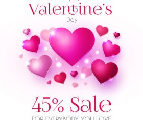 Purple air heart with valentines day sale background vector