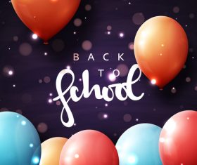 Purple back to school background with colored balloons vector