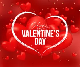 Red air heart with valentines day background vector
