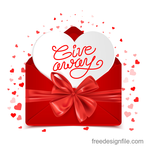 Red bows with valentines day envelope vector