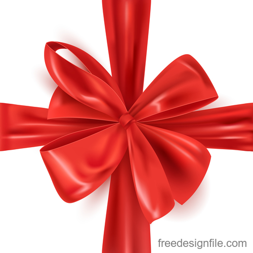 Red bows with white background vector 01