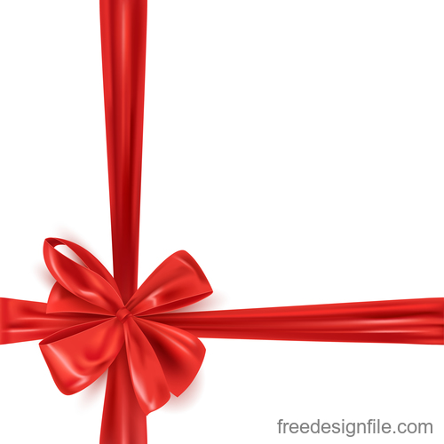 Red bows with white background vector 02
