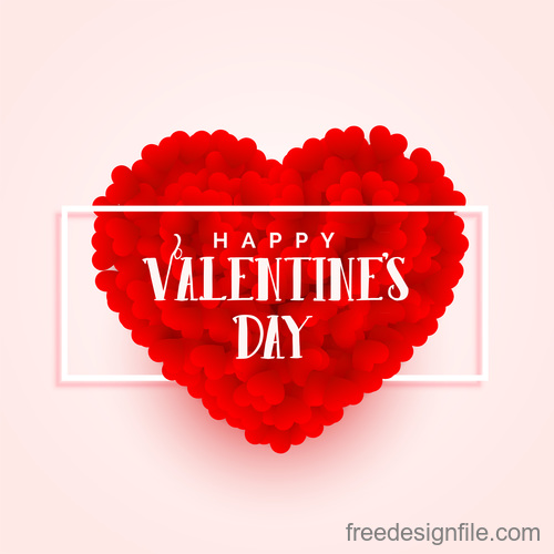 Red heart combination and valentines day card vector