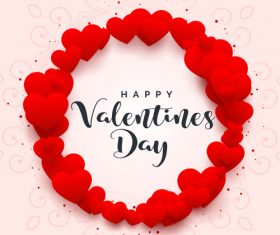 Red heart frame with valentines day design vector