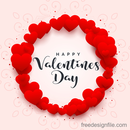 Red heart frame with valentines day design vector