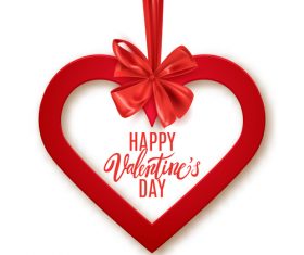Red heart with bows and valentines day background vector 01