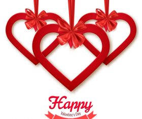 Red heart with bows and valentines day background vector 02