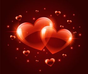 Red transparent heart with wine red background vector